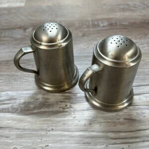 Vintage Mini Pewter-Style Tankard Salt & Pepper Shaker Set Rustic Taverncore